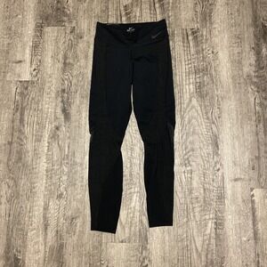 Nike Legendary Tight Fit Full Length Leggings Power Black Training Mesh Cut Out